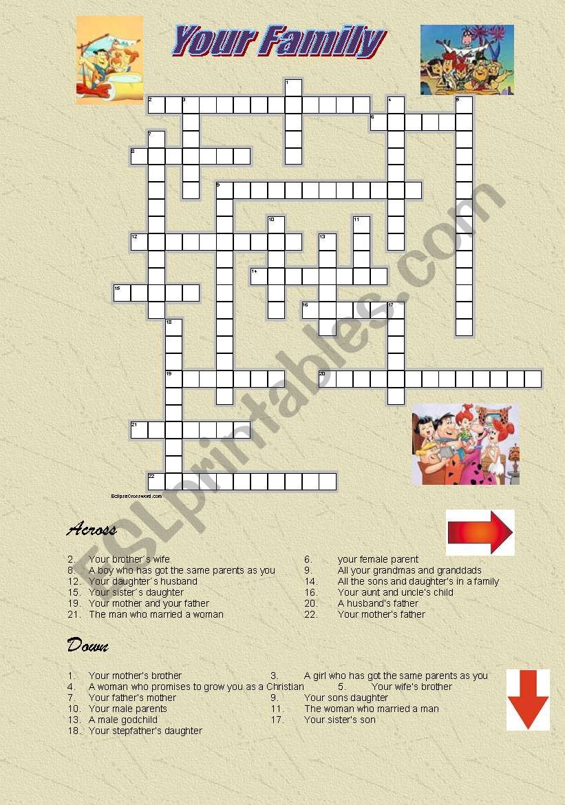 Family realtionship crossword - english to english