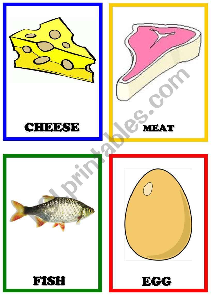 Food flashcards 1/2 worksheet