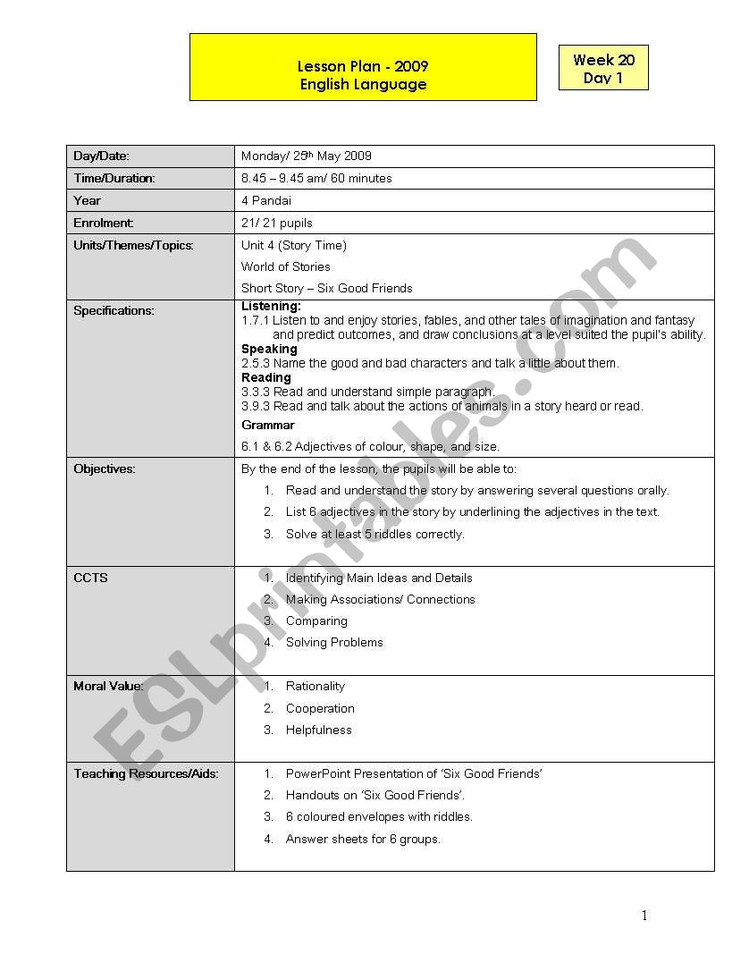 lesson plan worksheet