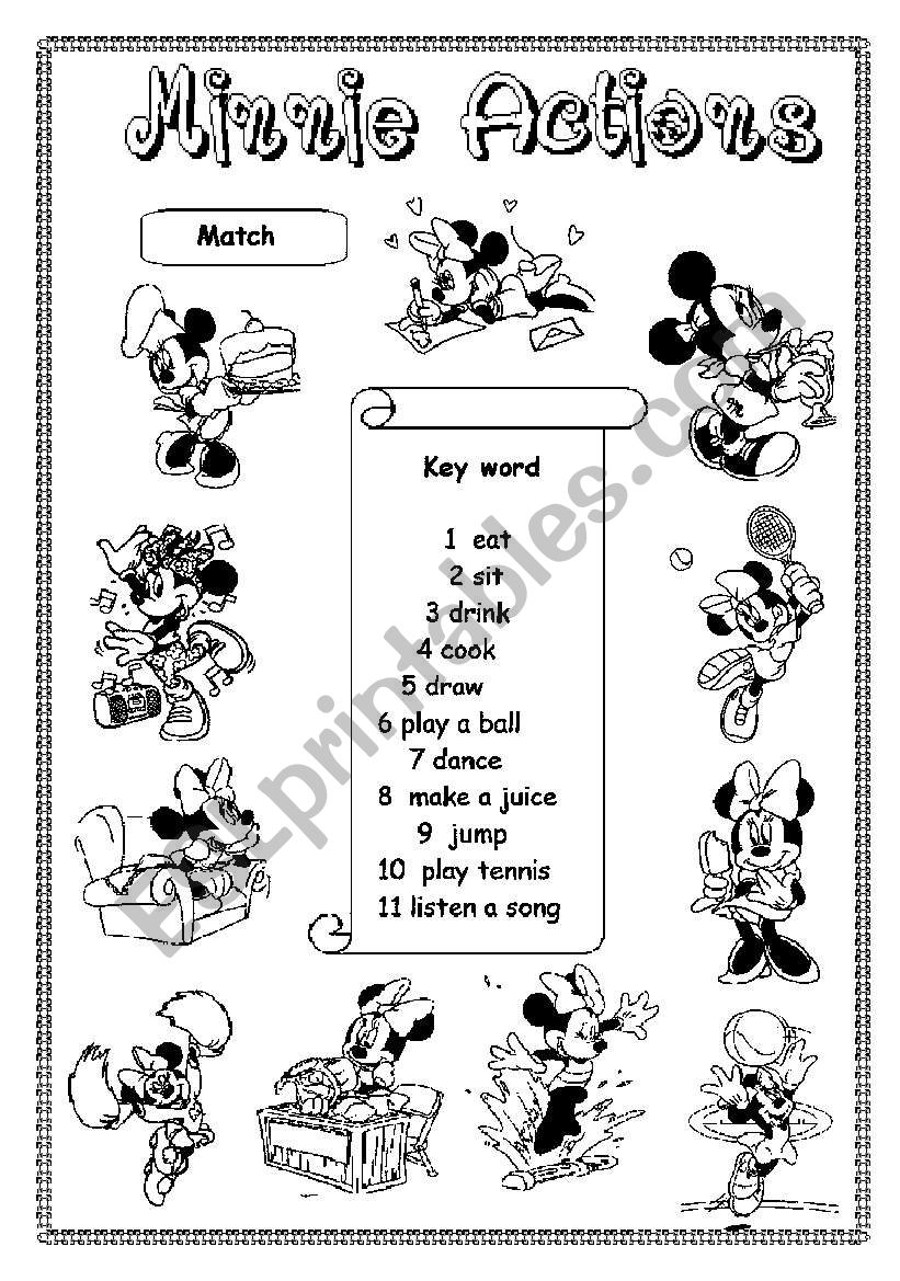 Minnie Actions worksheet