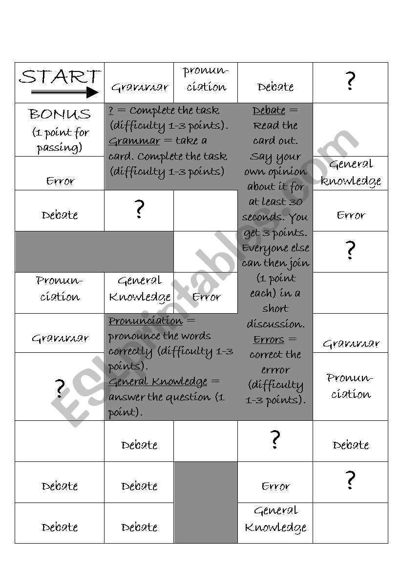 Board Game for upper intermediate