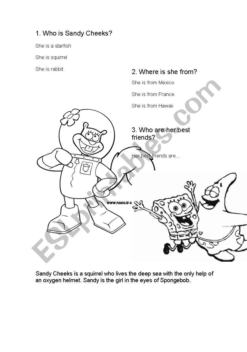 Sandy Cheeks worksheet