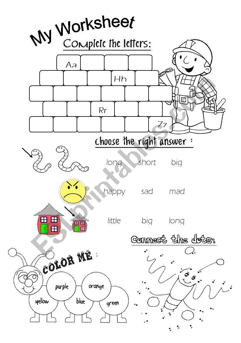 alphabets&color worksheet