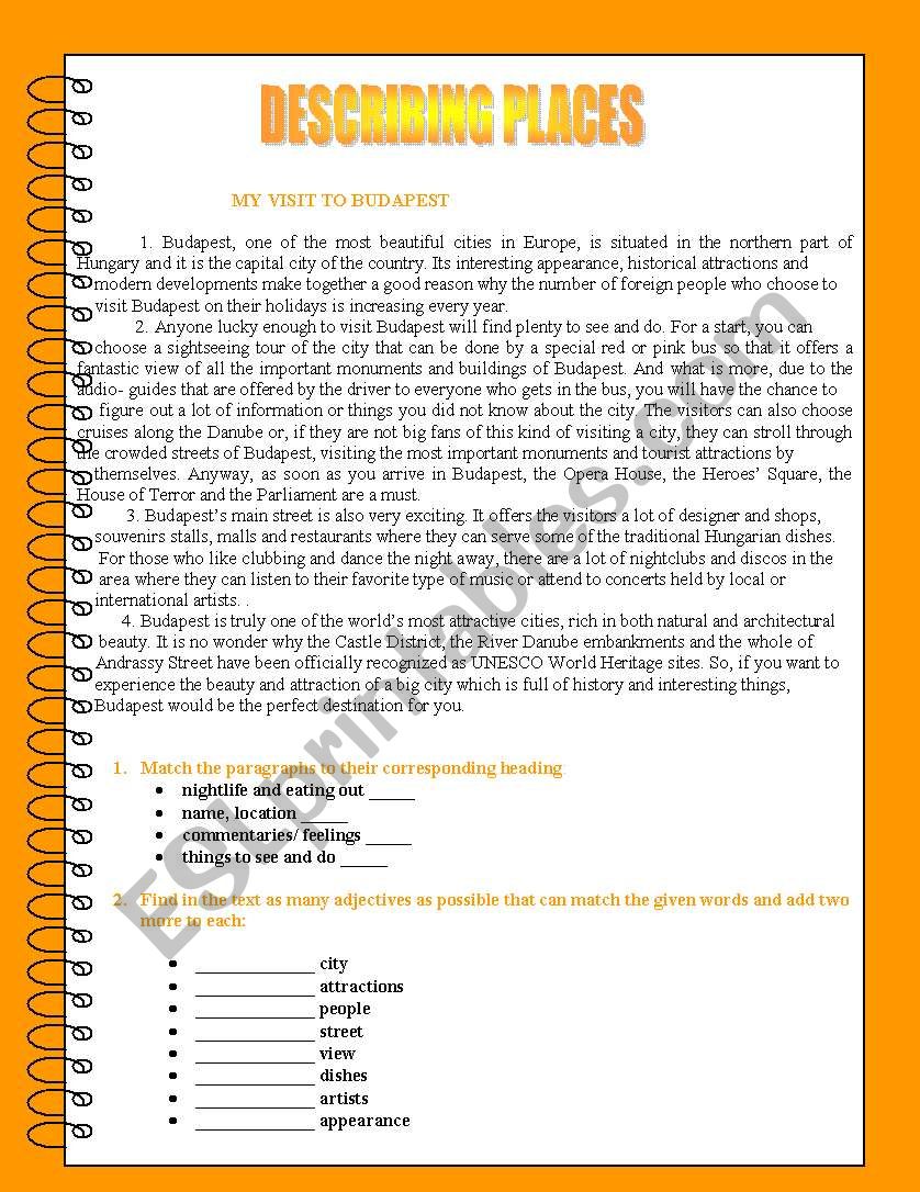 Describing places worksheet