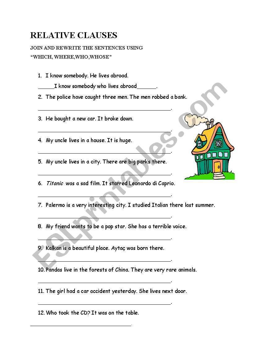 relative clauses worksheet