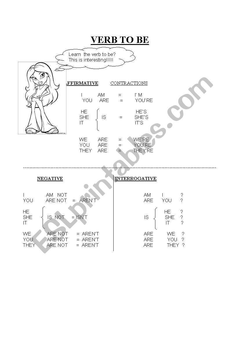 verb to be worksheet