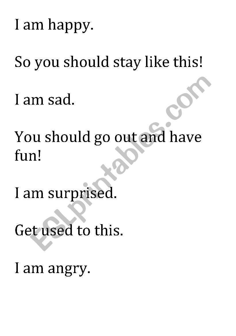 Feelings and Solutions worksheet