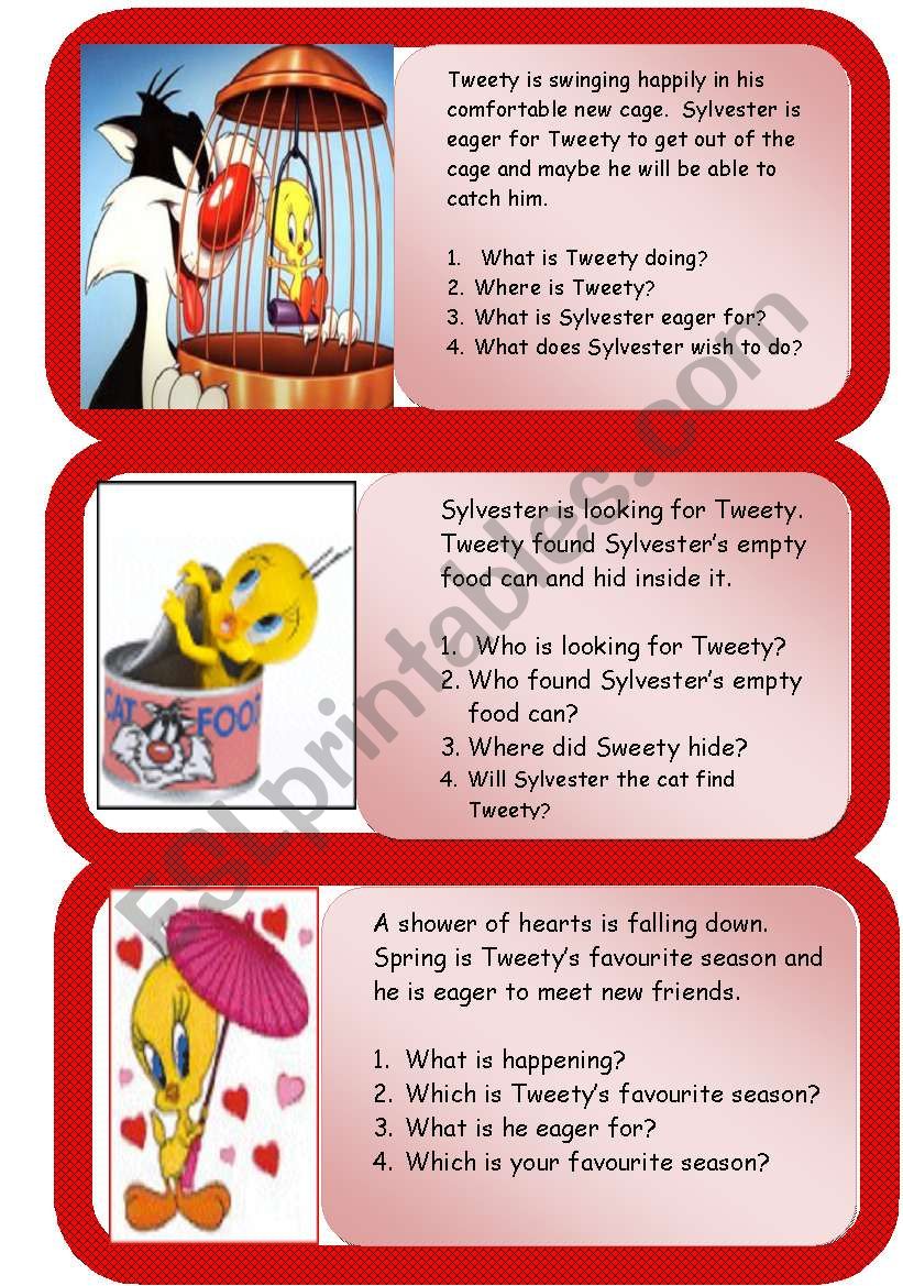 Mini comprehensions - Tweety and Sylvester