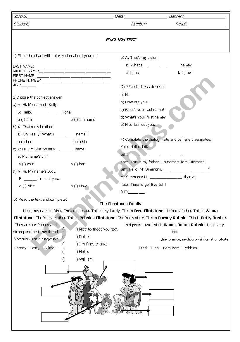 Test on reading and basic questions