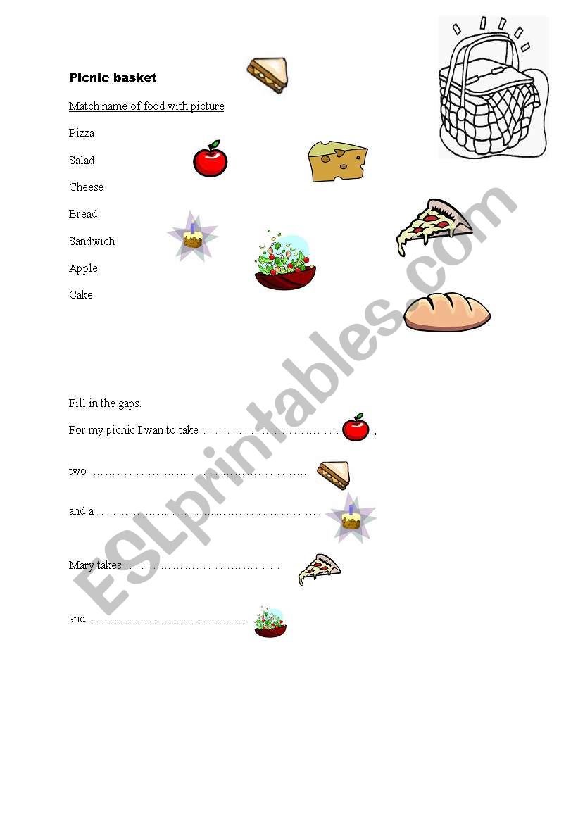 Picnic basket worksheet