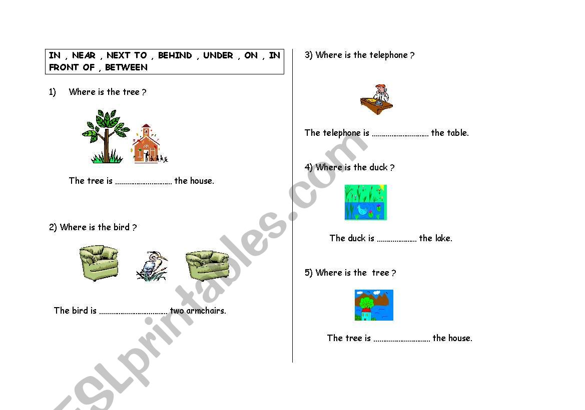 prepositions worksheet