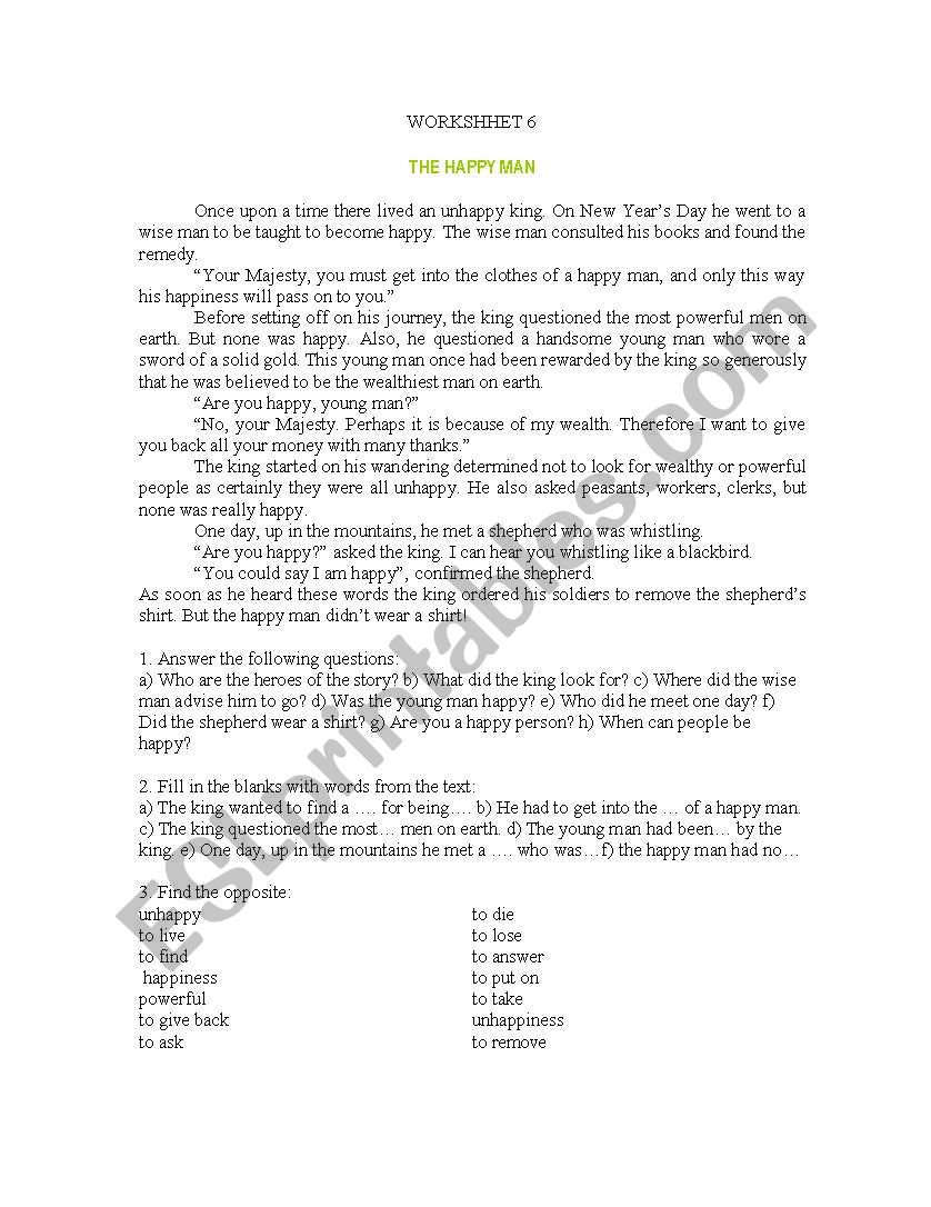 story worksheet