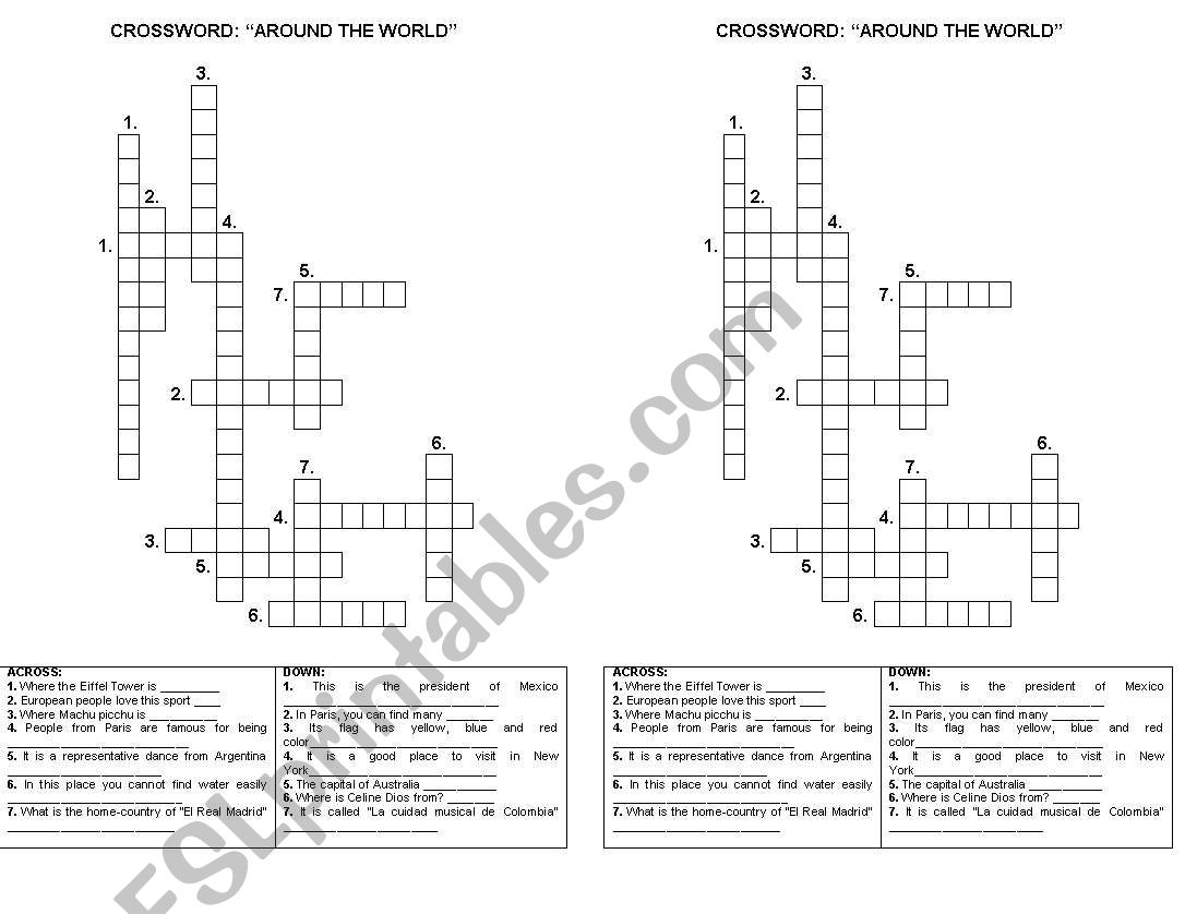 Around the world worksheet