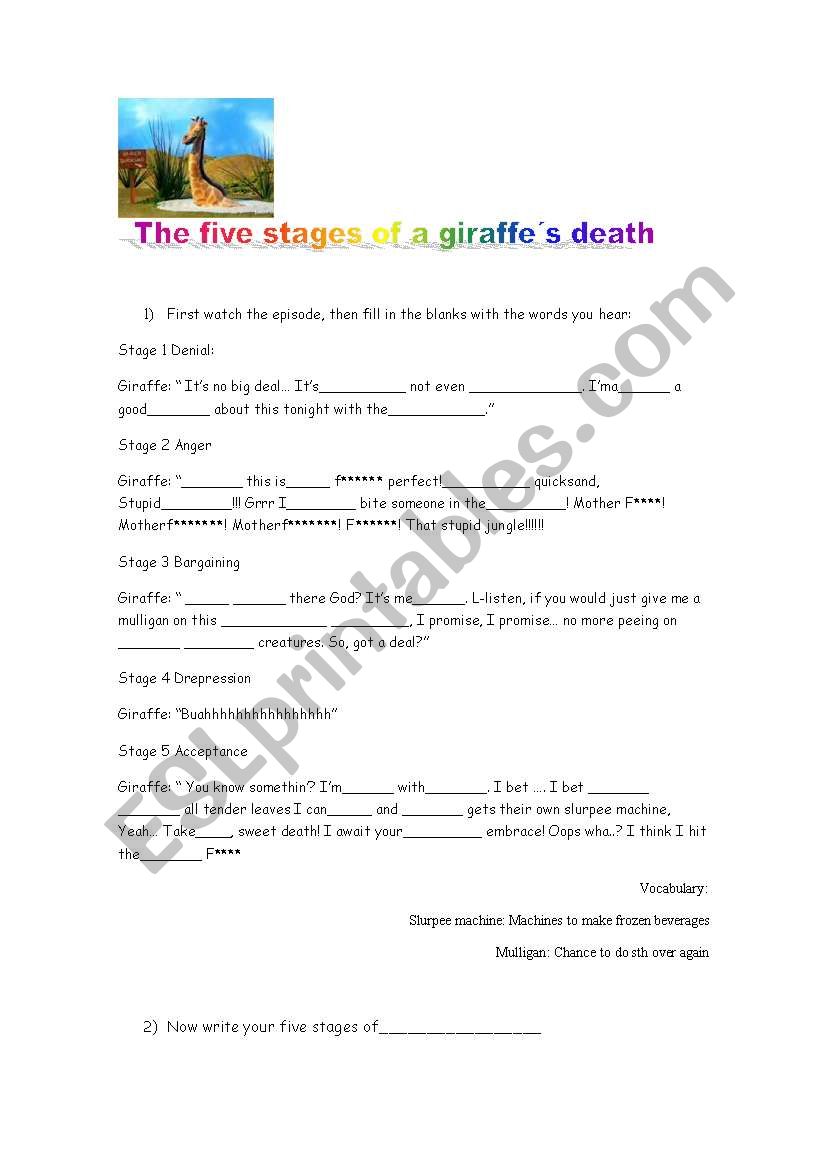 the five stages of a giraffes death