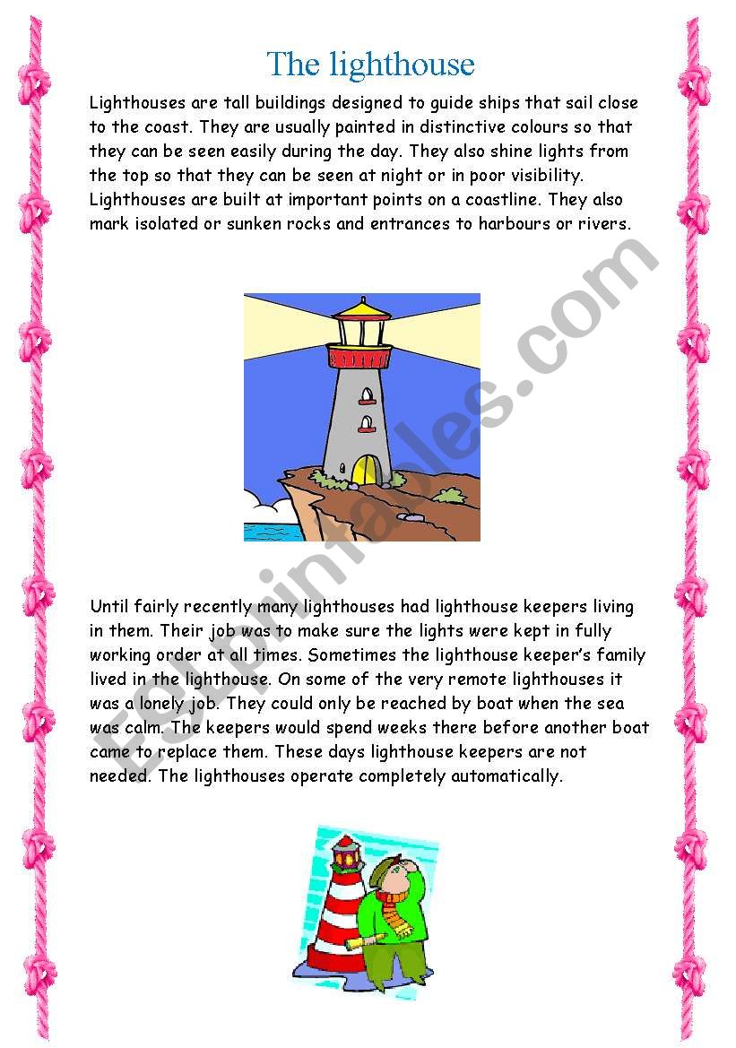 the lighthouse worksheet