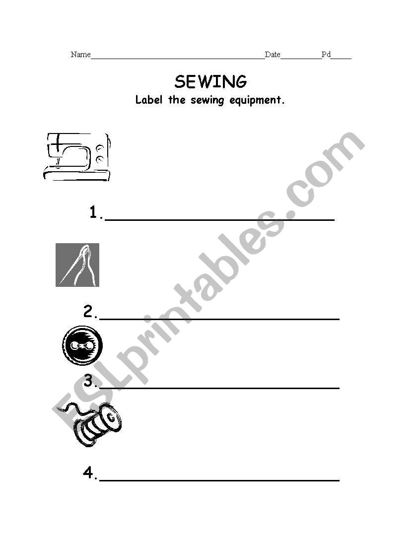 Sewing Tools worksheet