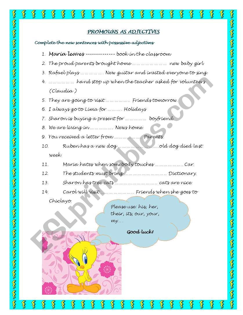 promouns worksheet