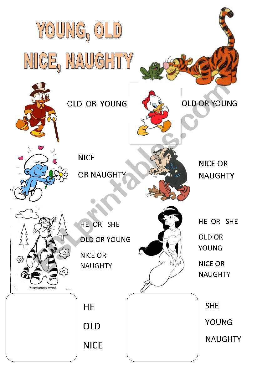 Adjectives Family - Old, Young, Nice, Naughty