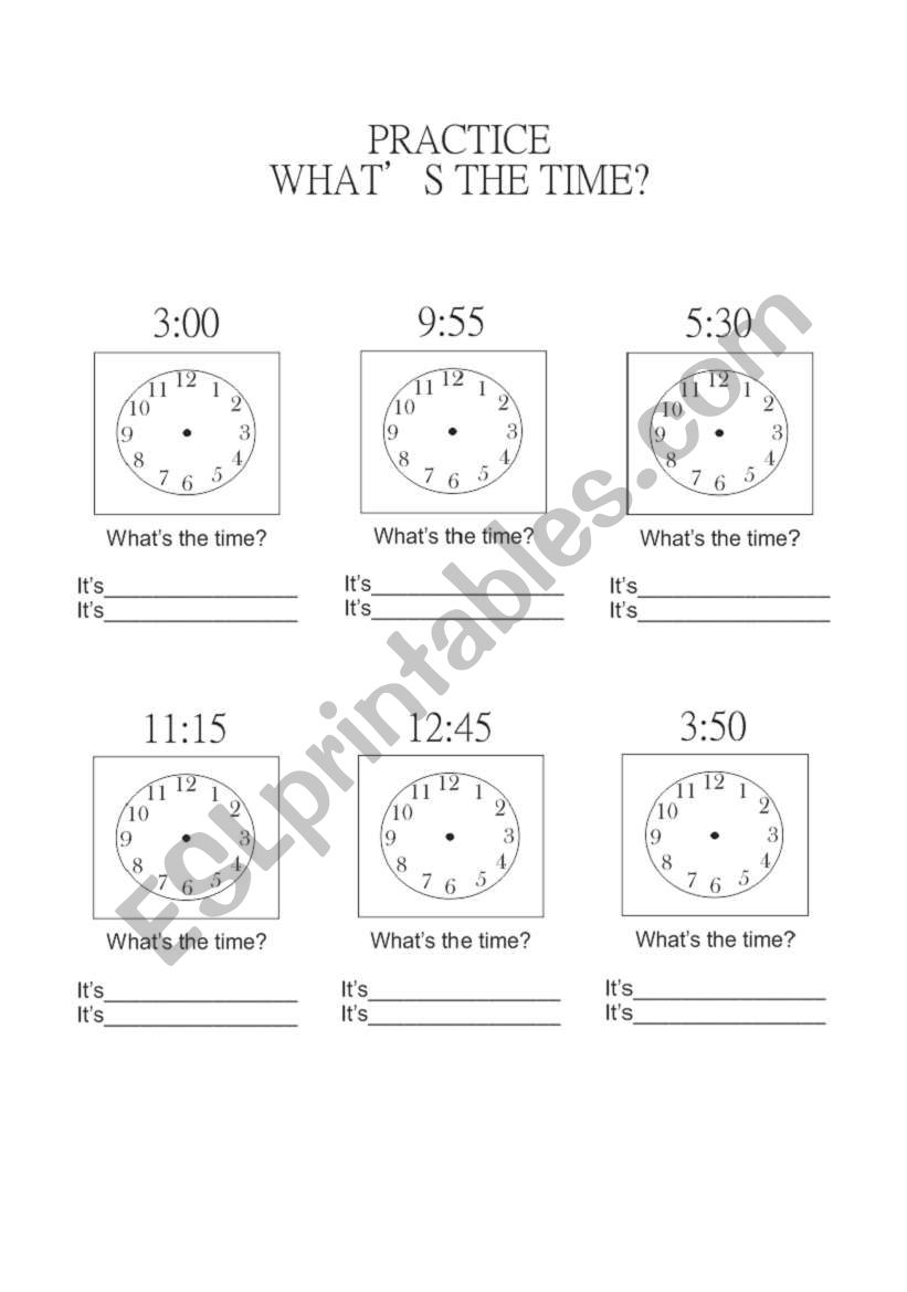 Practice The Time worksheet