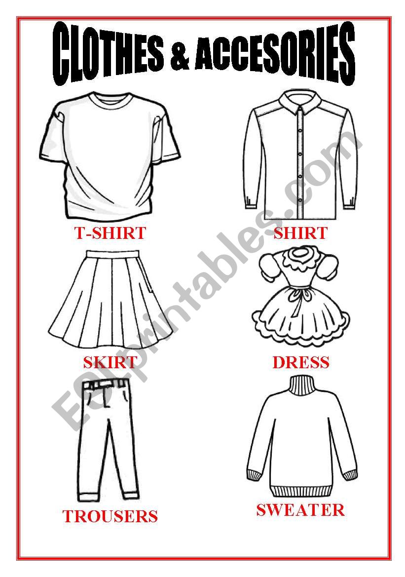 clothes and accesories PART 1 worksheet