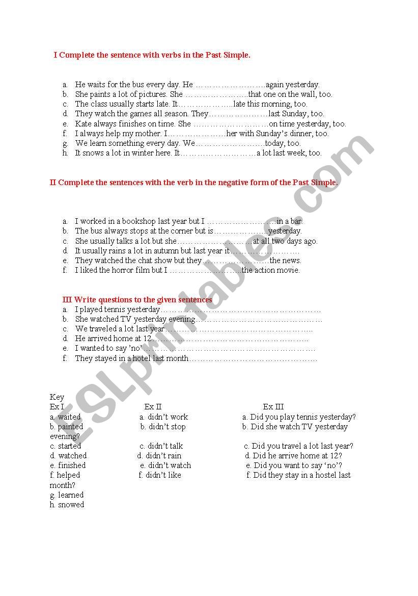 Past Simple worksheet