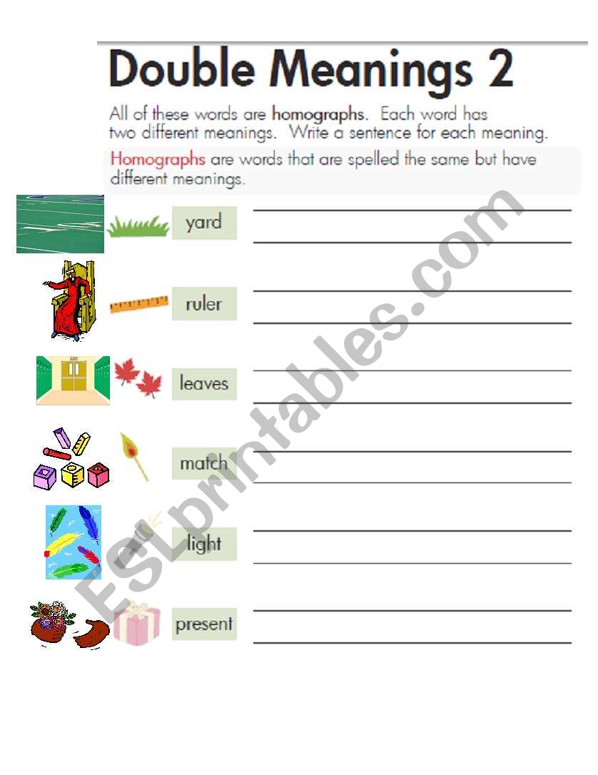 Homographs worksheet