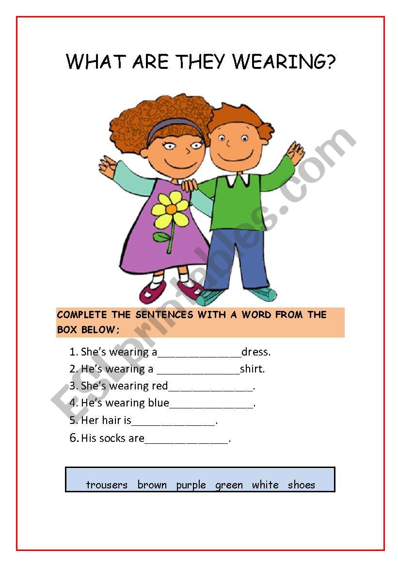 WHAT ARE THEY WEARING? worksheet