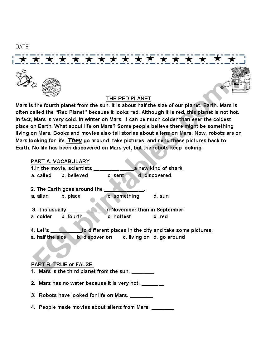 The Red Planet worksheet