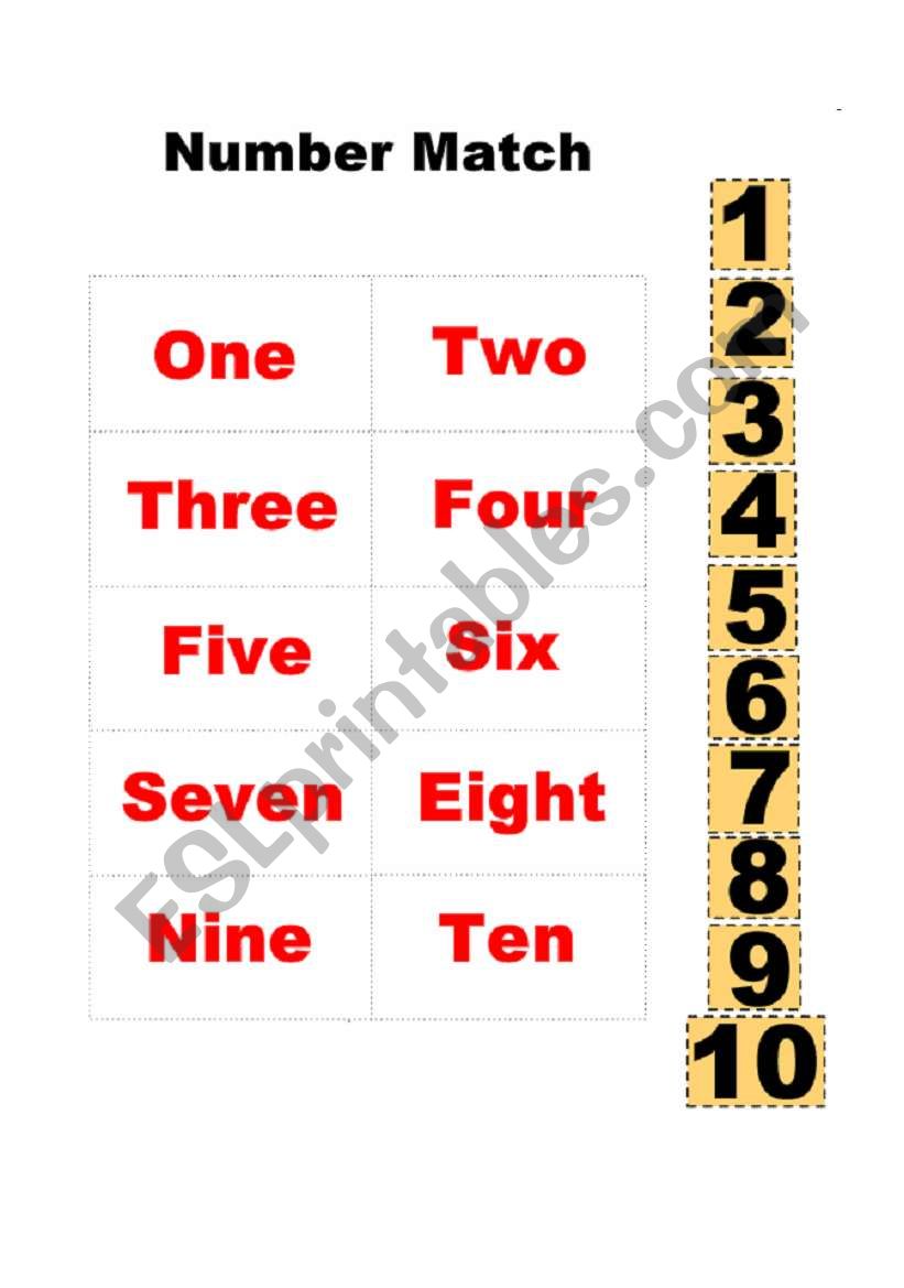 Number match worksheet