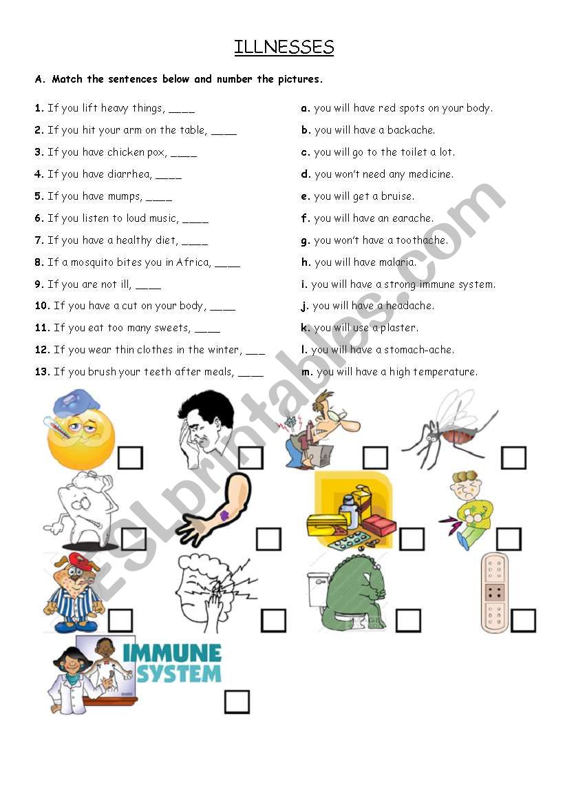 Illnesses worksheet