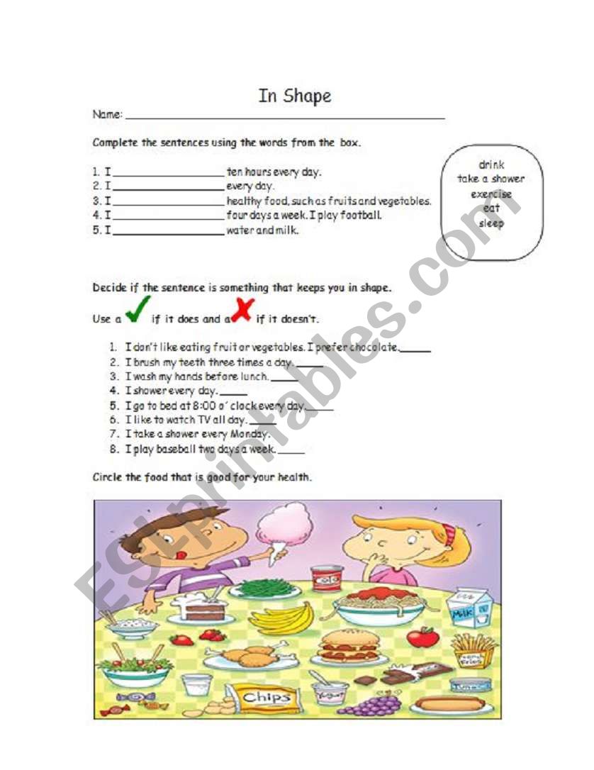 in shape worksheet