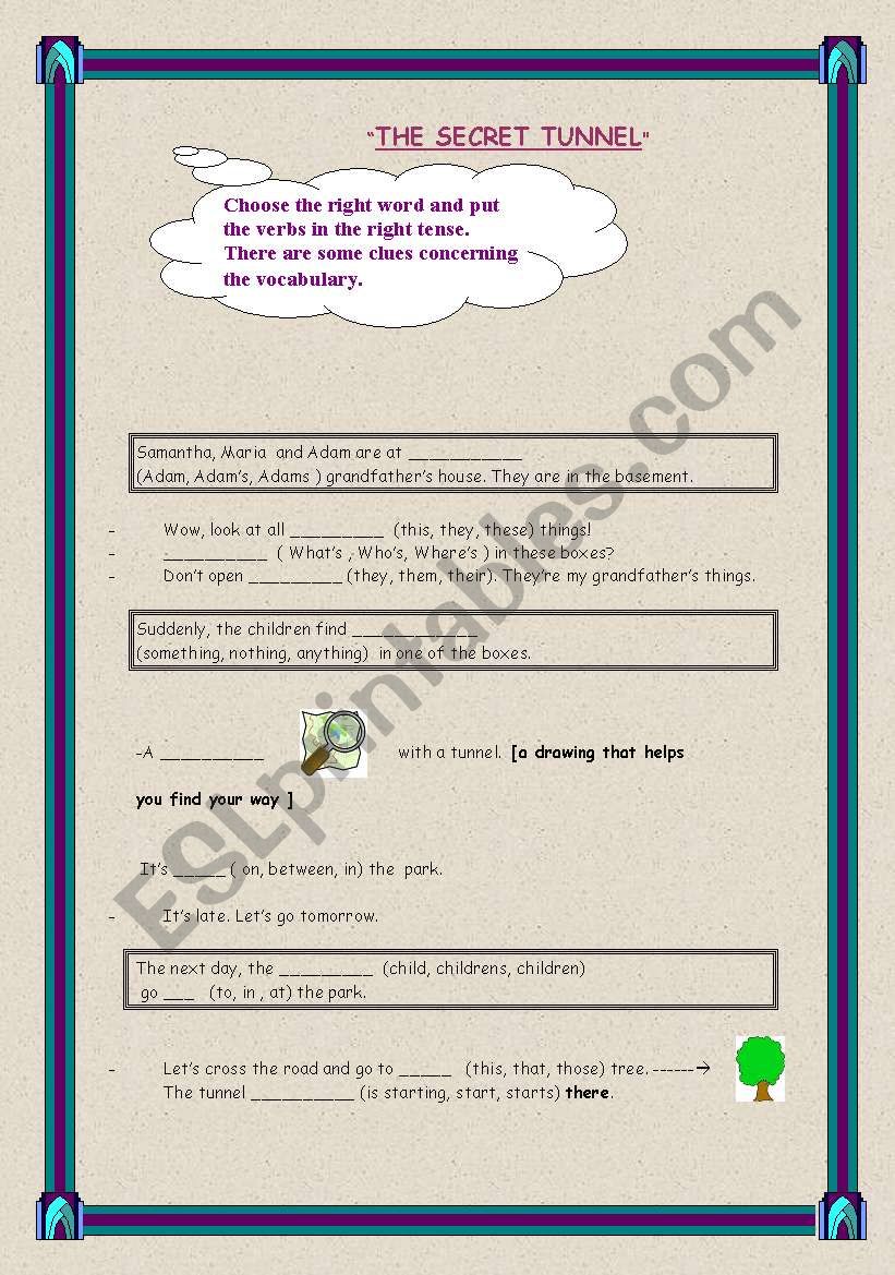 THE SECRET TUNNEL worksheet