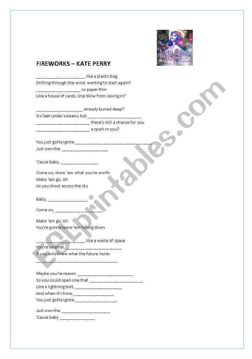 FIREWORKS- KATE PERRY worksheet