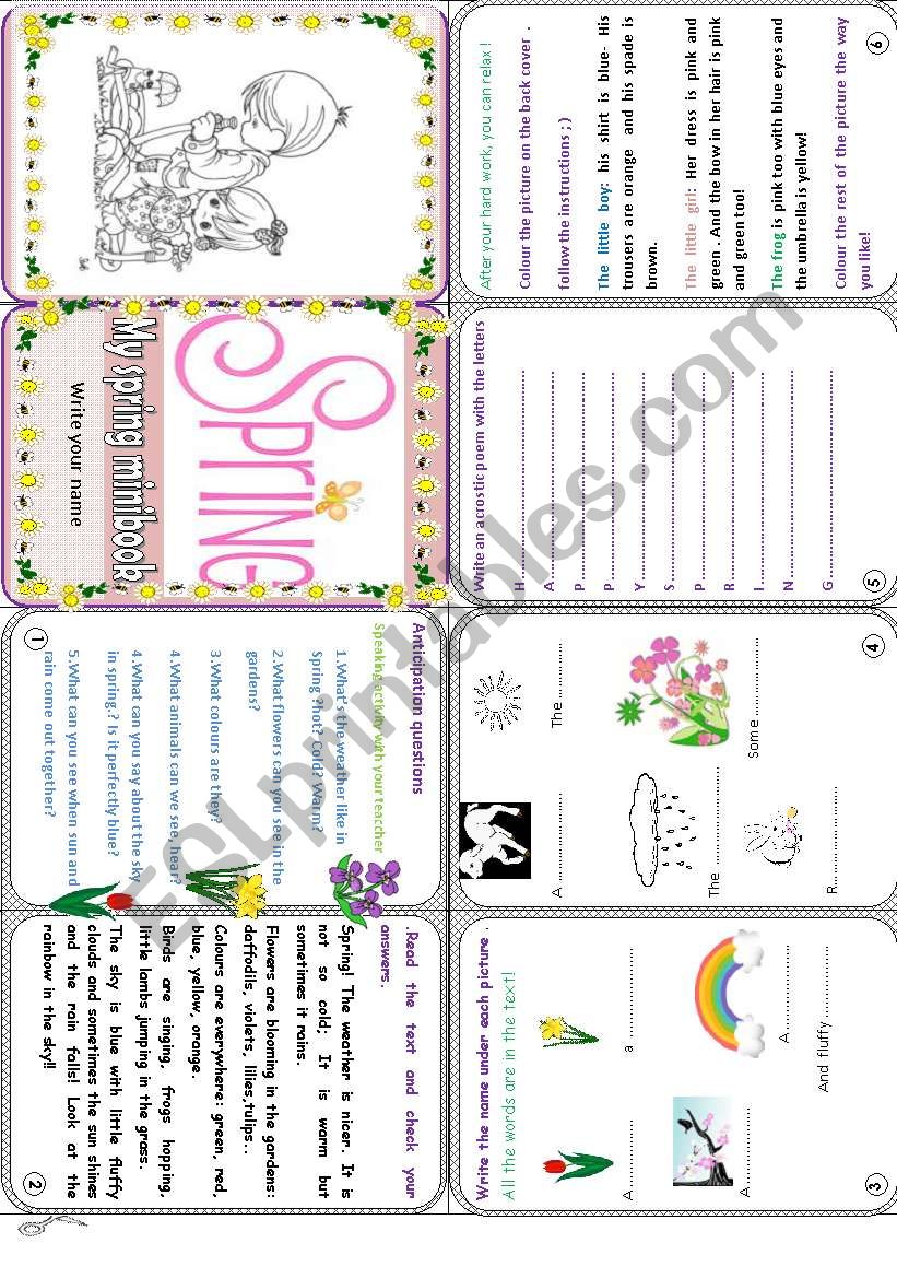 My Spring minibook worksheet