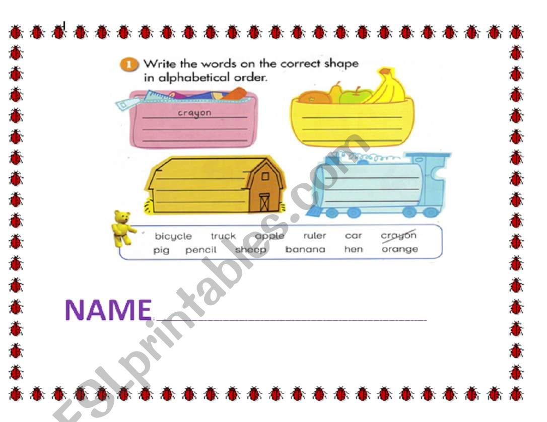 Alphabet and Shapes worksheet