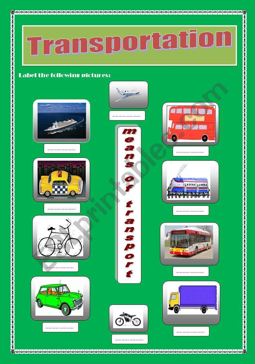 Transportation worksheet