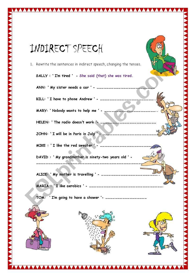 REPORTED SPEECH worksheet