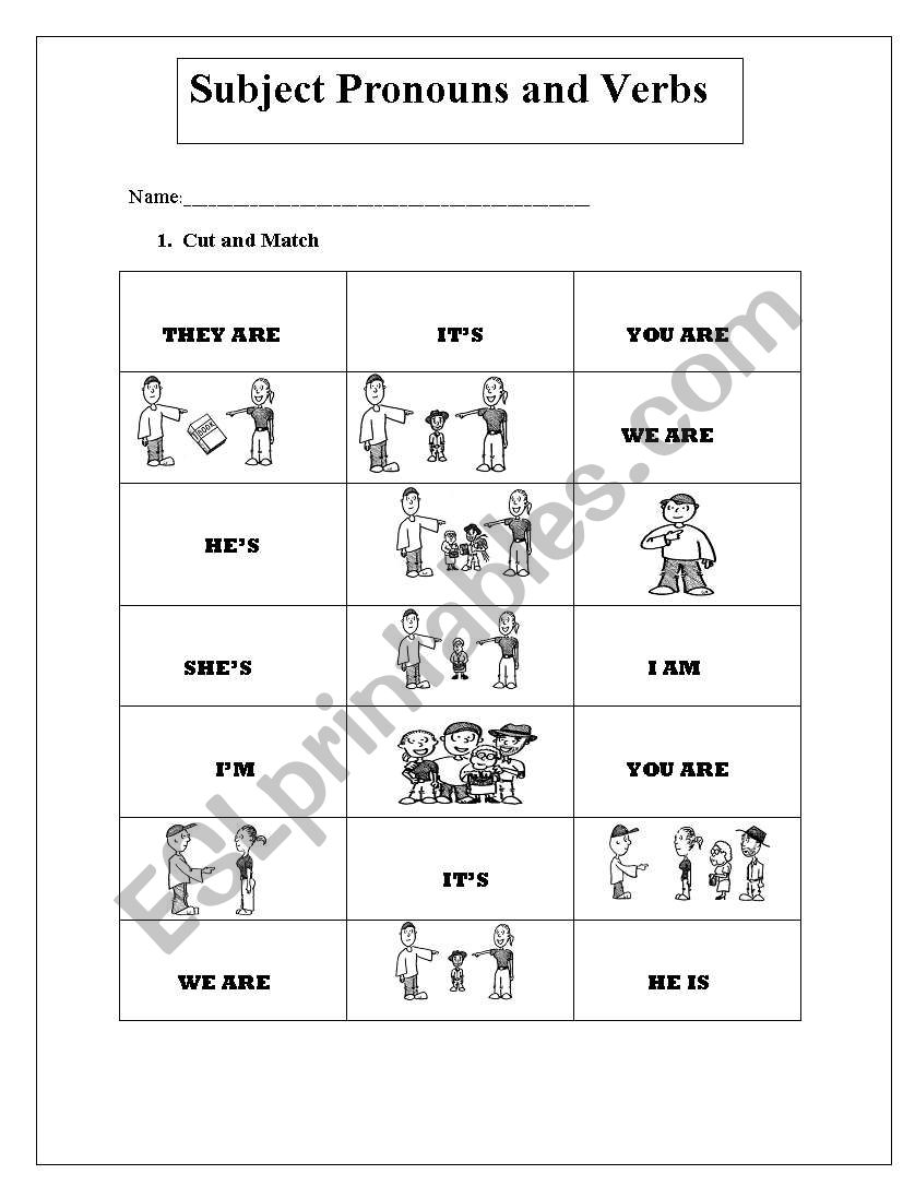 Subject pronoun worksheet