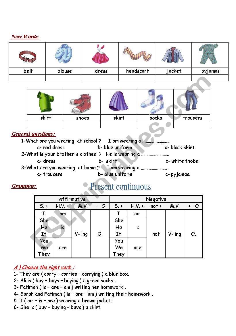 PRESENT CONTINUOUS worksheet