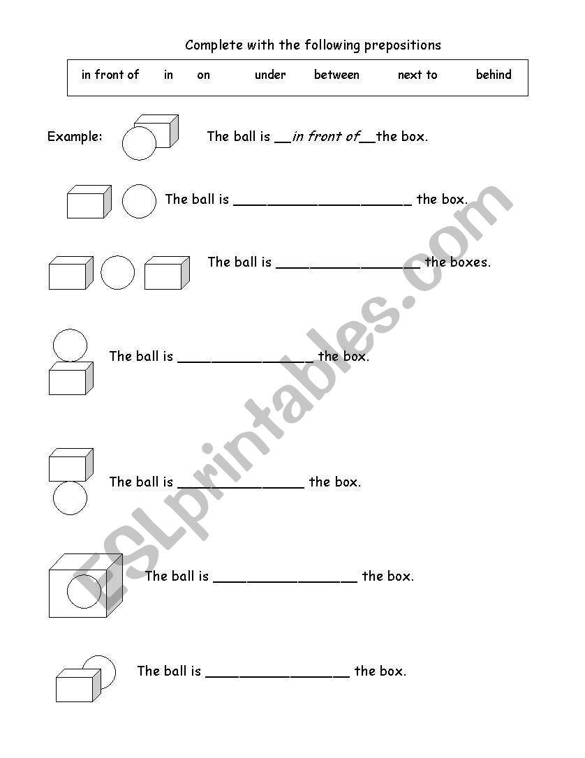 Prepositions of place worksheet