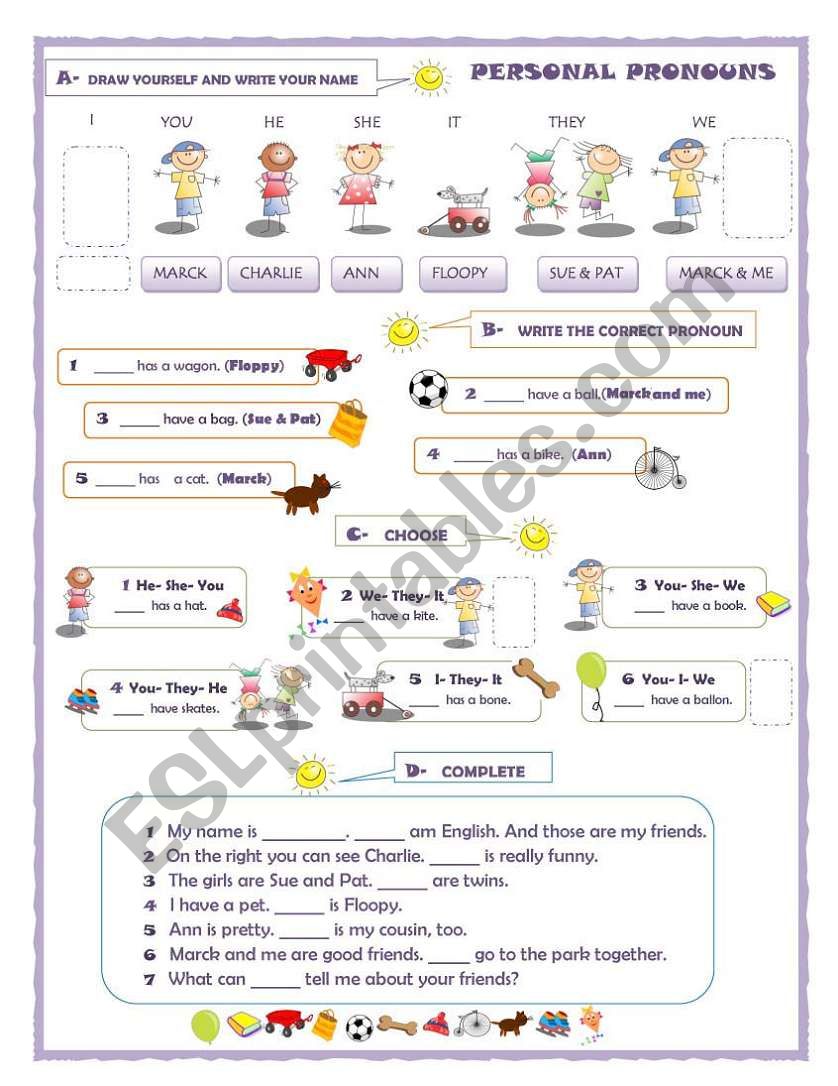 PERSONAL PRONOUNS worksheet