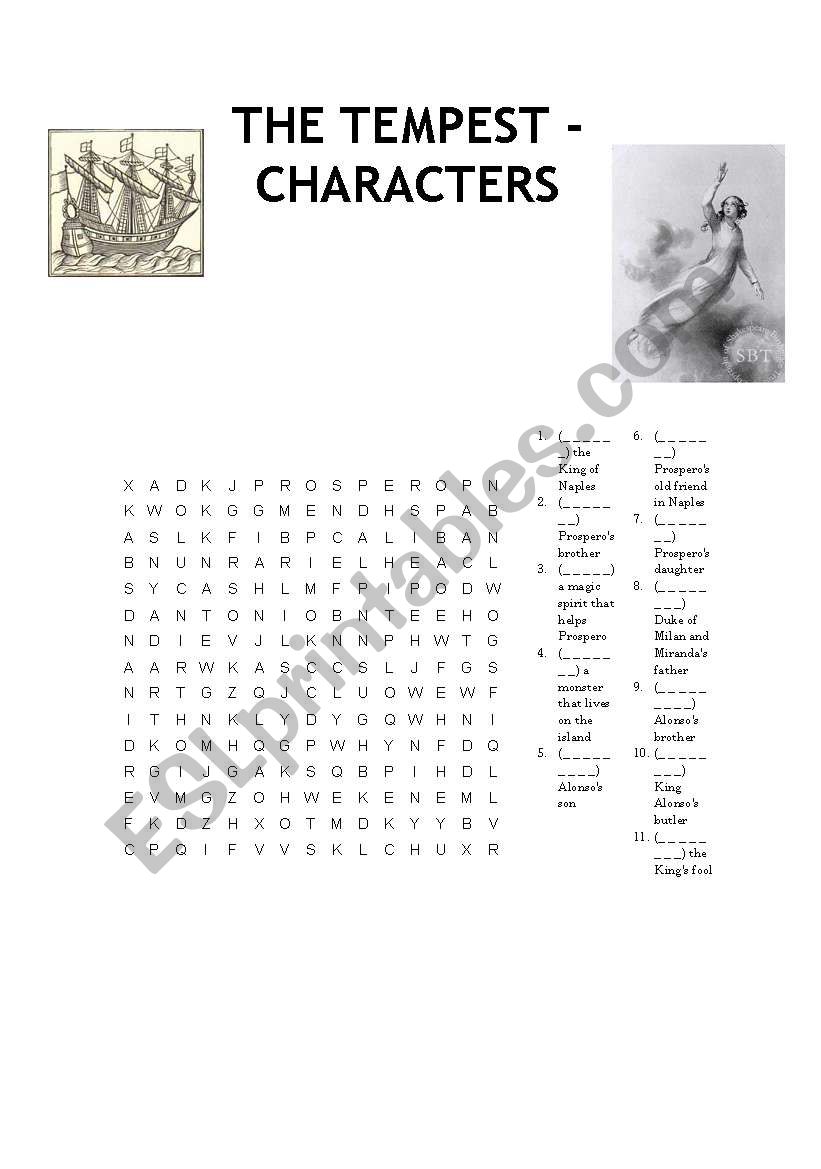 ShakespeareÂ´s The Tempest worksheet