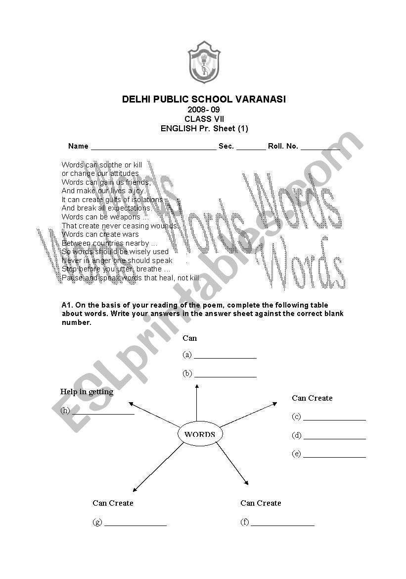 Reading Comprehension worksheet