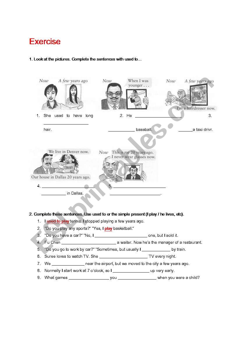 used to (quiz) worksheet