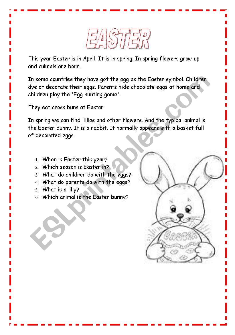 EASTER READING - ESL worksheet by ingrid10