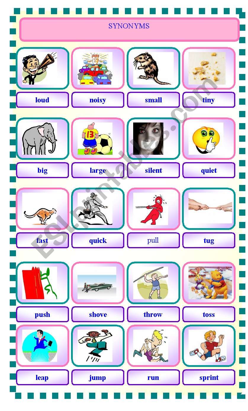 synonyms worksheet