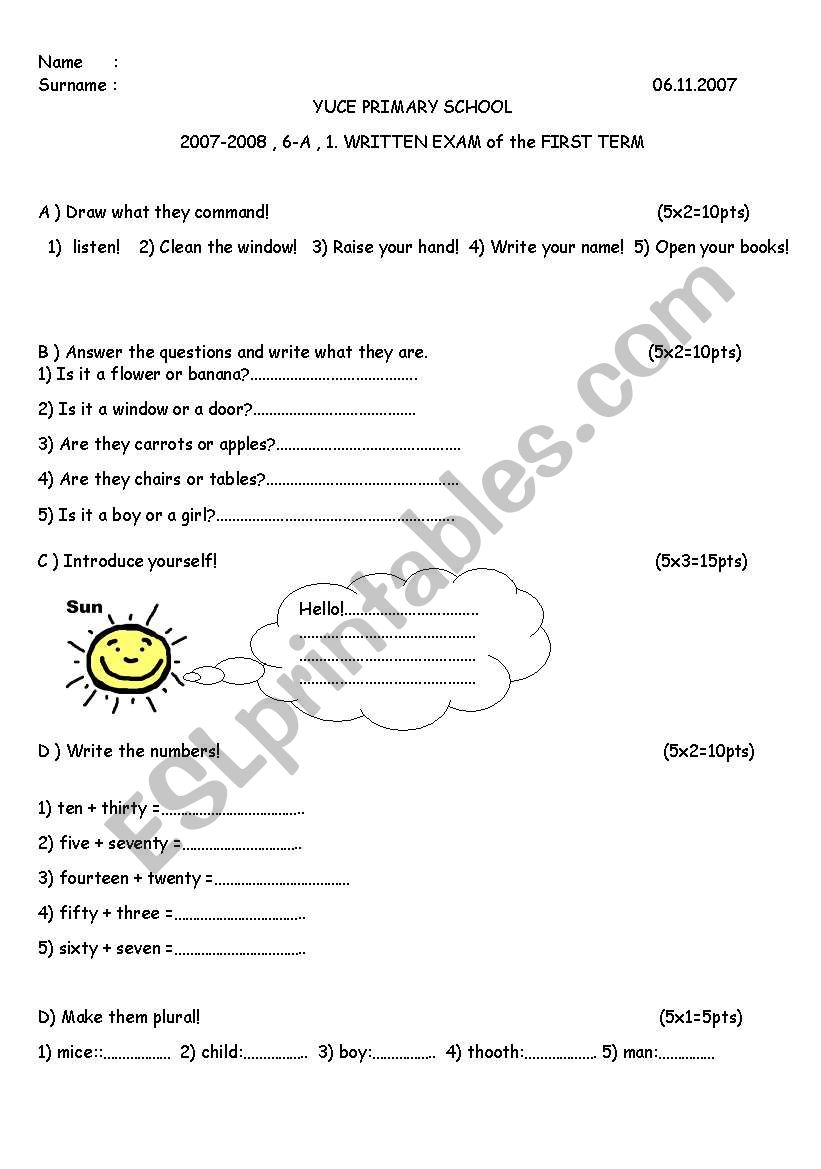 revision worksheet