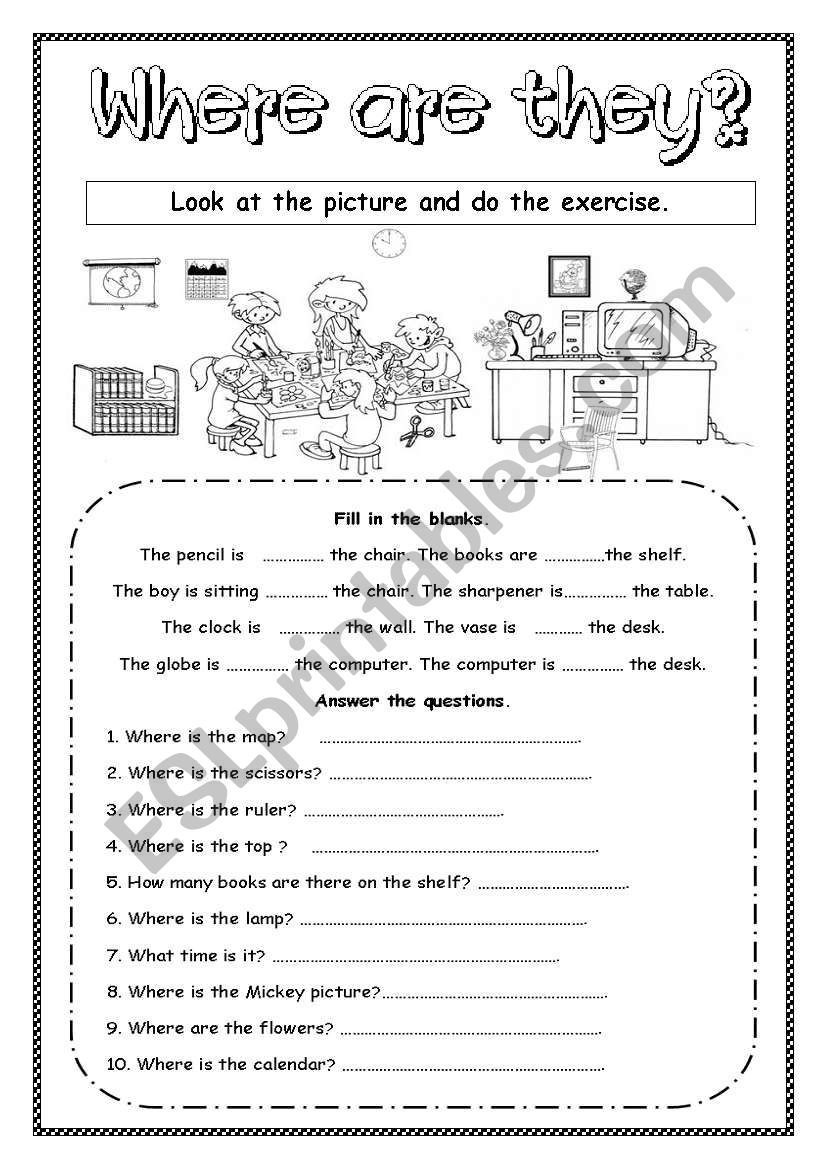 Where are they? worksheet