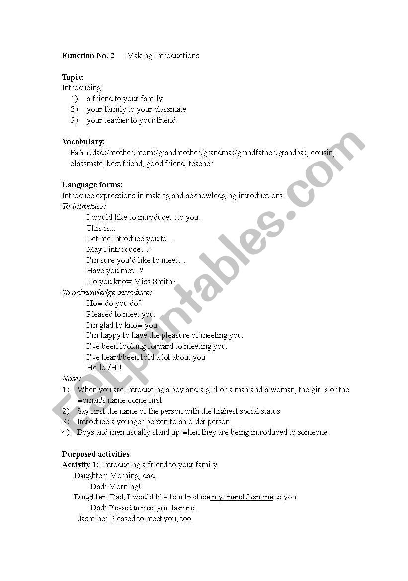 making introduction worksheet