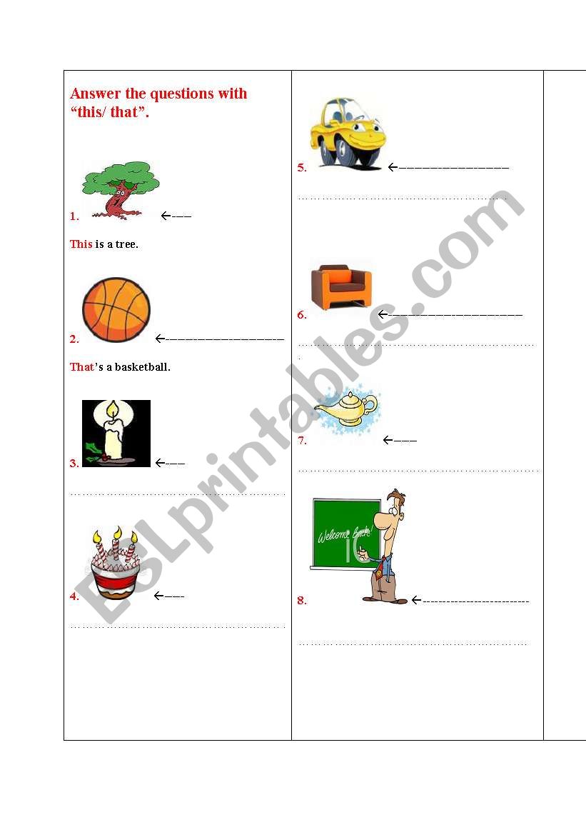 demonstrative pronouns 1 worksheet